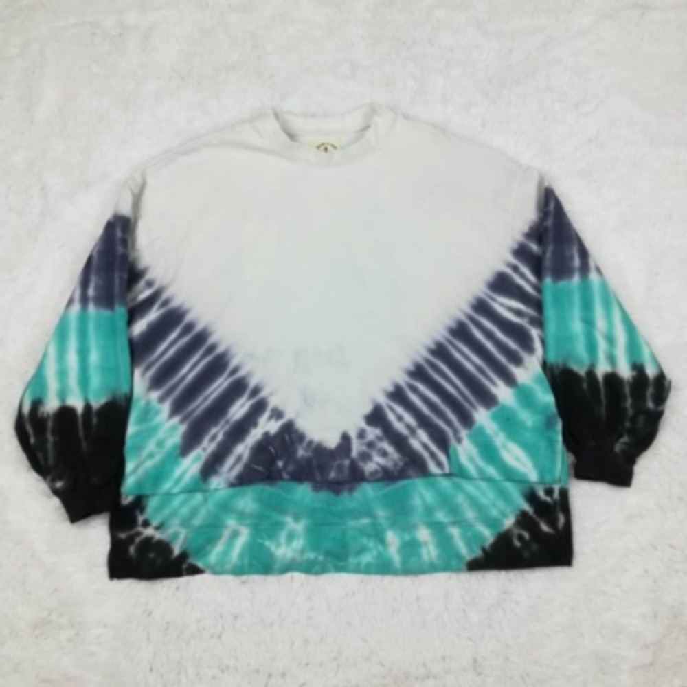 Electric & Rose Sweatshirt Womens Crewneck‎ Cropped Multicolor Tie Dye XS New